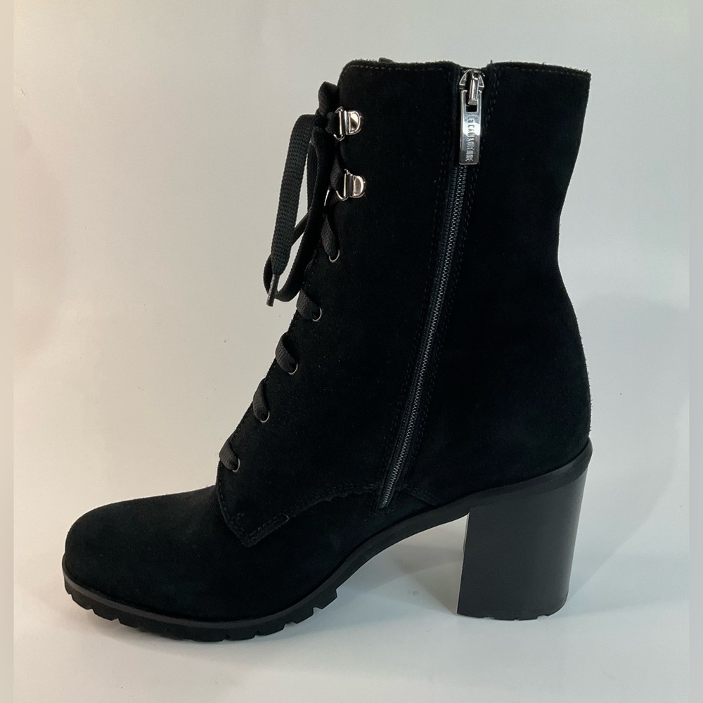 La Canadienne Parkera Women's Black Suede Lace Up Zip Casual Mid Boots - Picture 5 of 11